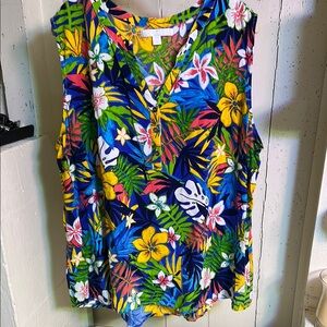Floral Sleeveless Tunic Top - Multicolor